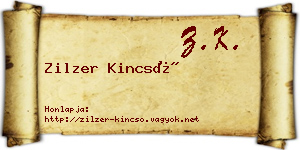 Zilzer Kincső névjegykártya