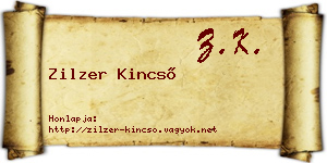 Zilzer Kincső névjegykártya